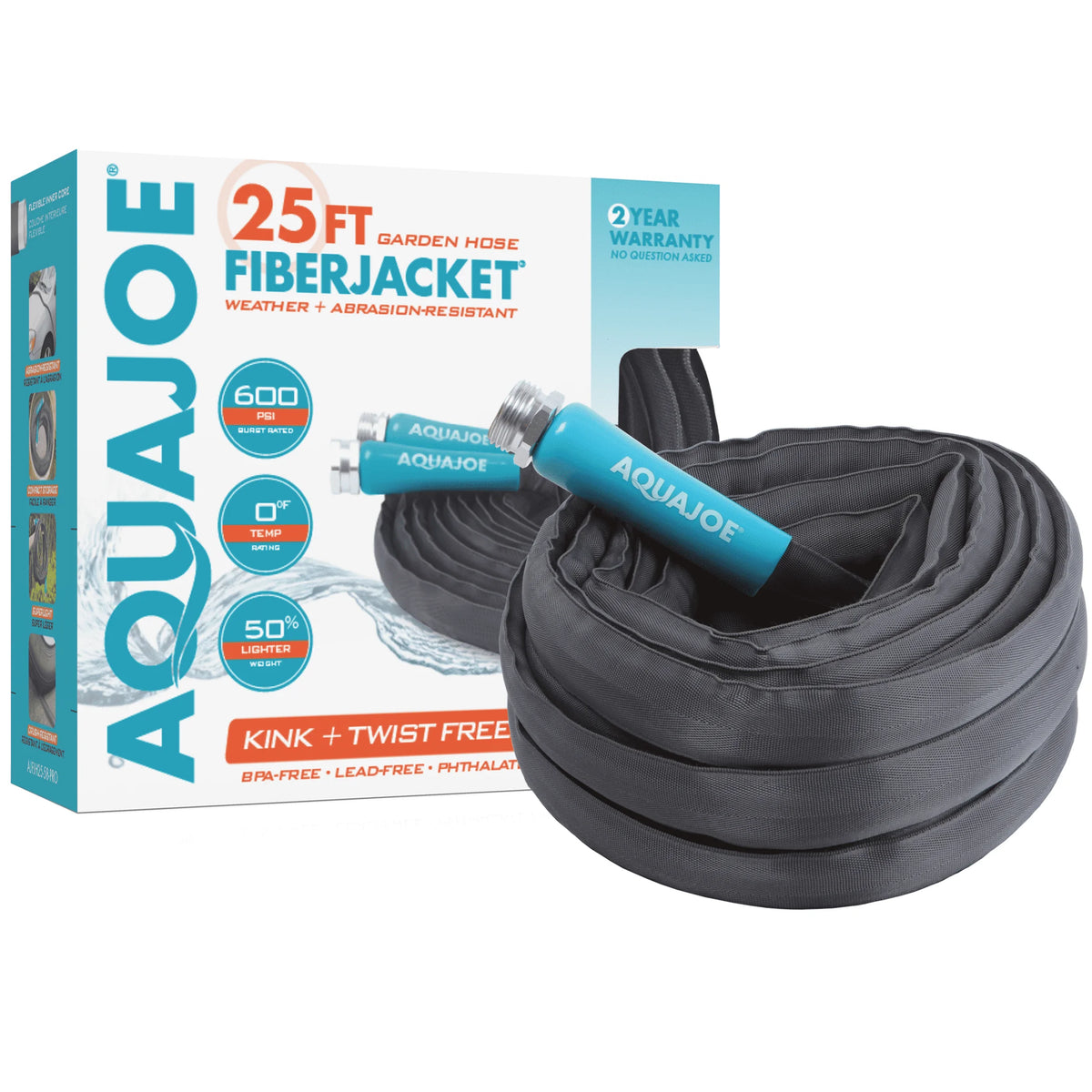 25ft Fiberjacket Garden Hose with Metal Fittings S1908