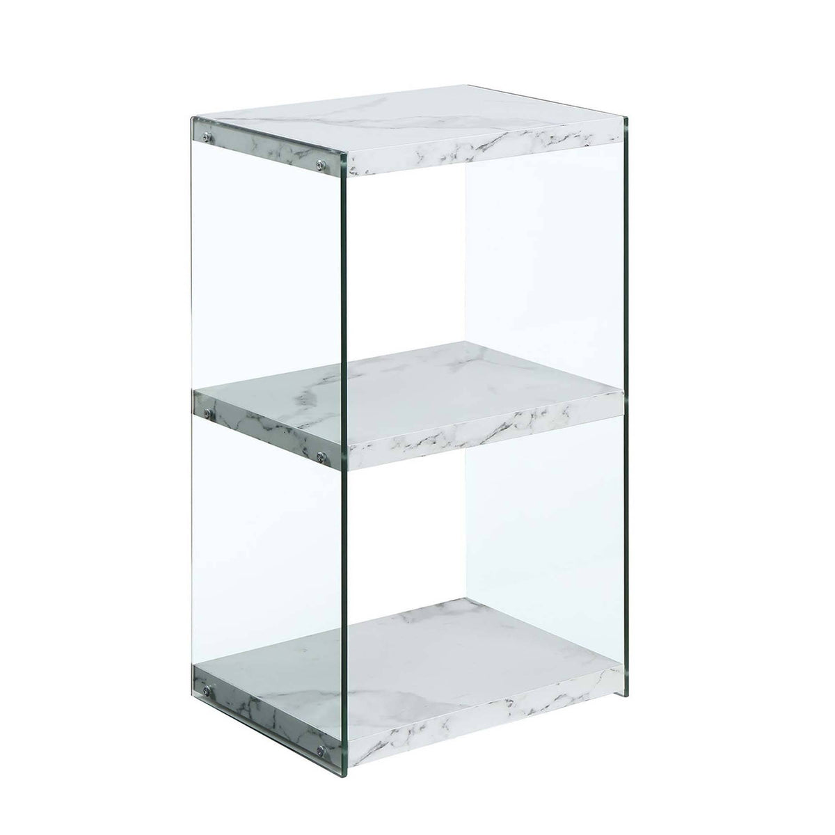 3 Tier Tower Bookcase White Faux Marble Y101