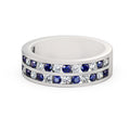 14K White Gold Blue Sapphire Diamond Eternity Band Size 7.5 E57141
