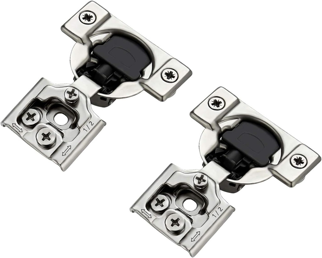 12 Pack 6 Pairs 1/2 inch Overlay Soft Close Hinges Satin Nickel Stainless Steel Concealed Hinge S5734