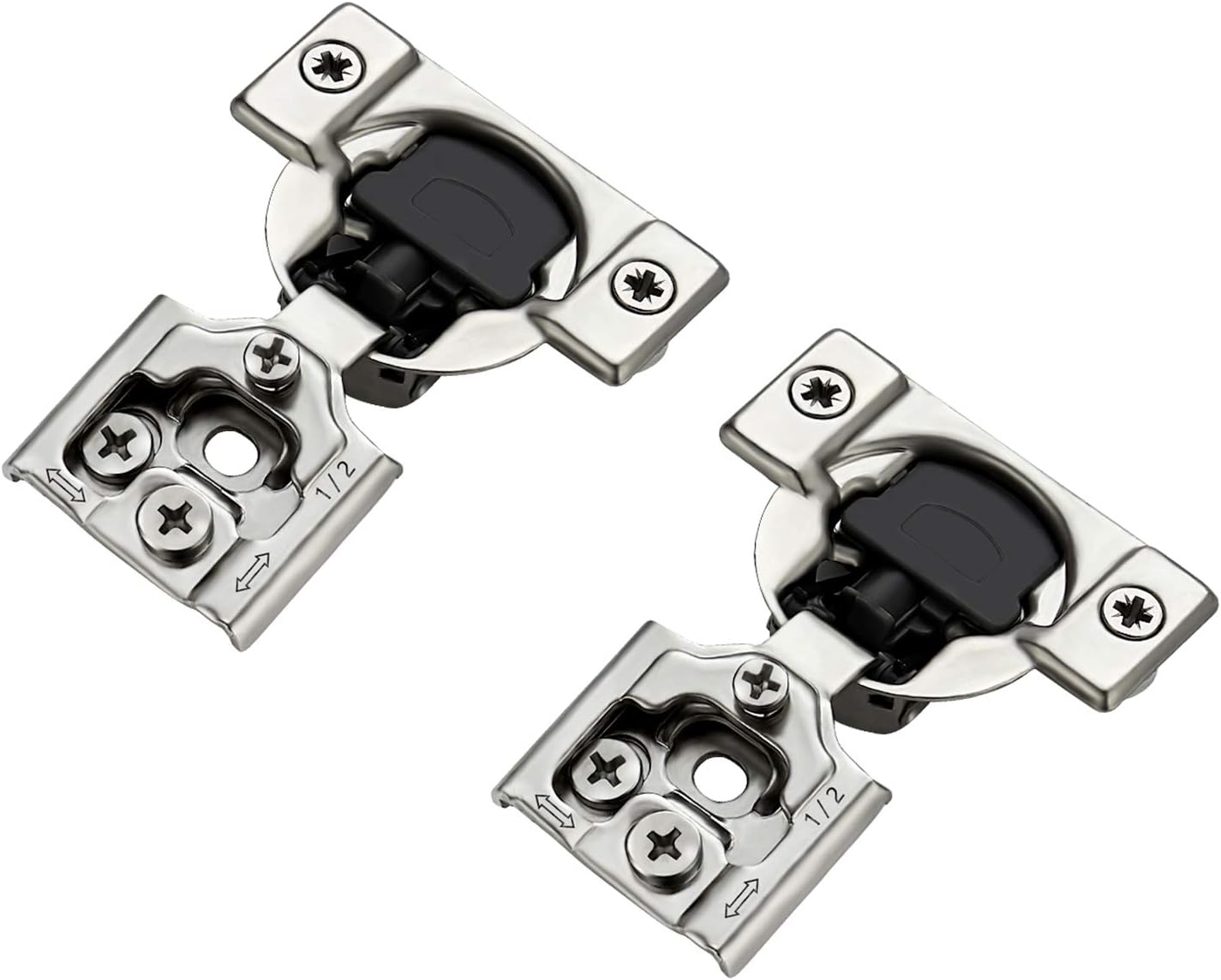12 Pack 6 Pairs 1/2 inch Overlay Soft Close Hinges Satin Nickel Stainless Steel Concealed Hinge S5734
