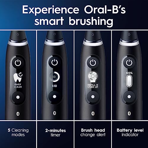 Black Rechargeable Electric Toothbrush with 5 Cleaning Settings, 2 Replacement Heads, and Travel Case B900424