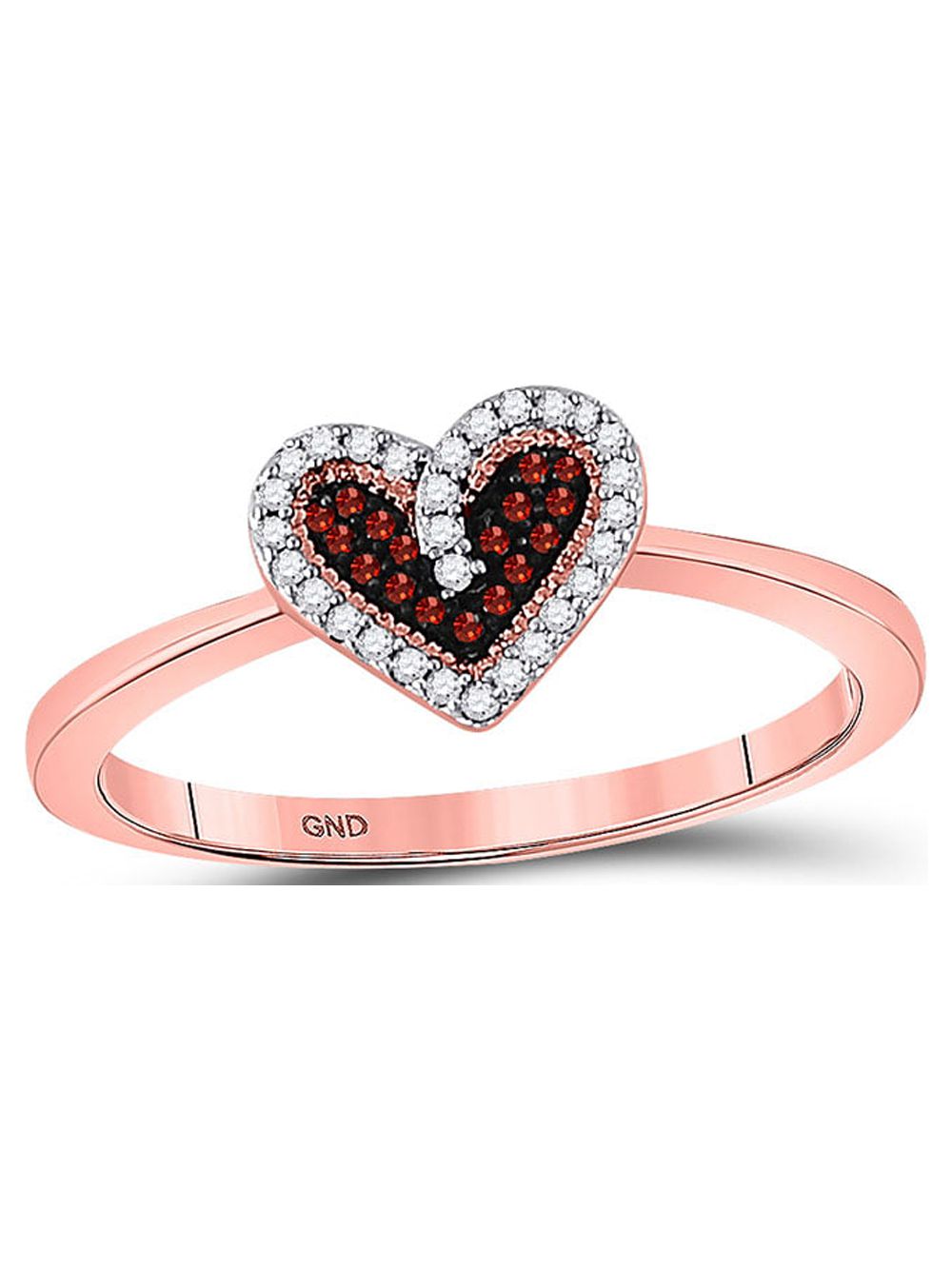10kt Rose Gold Red Diamond Heart Ring U582658