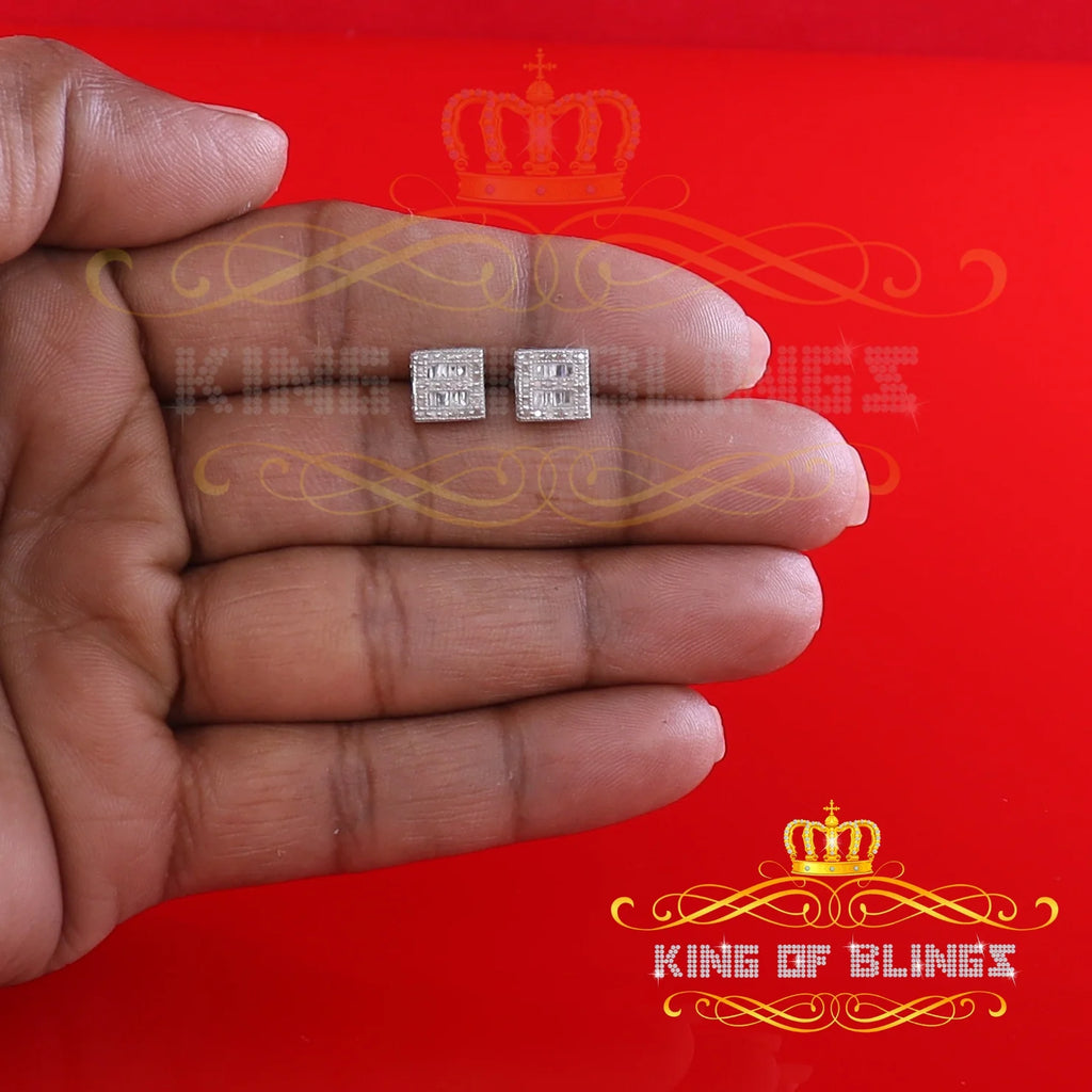925 White Silver Diamond Square Stud Earring Z70809