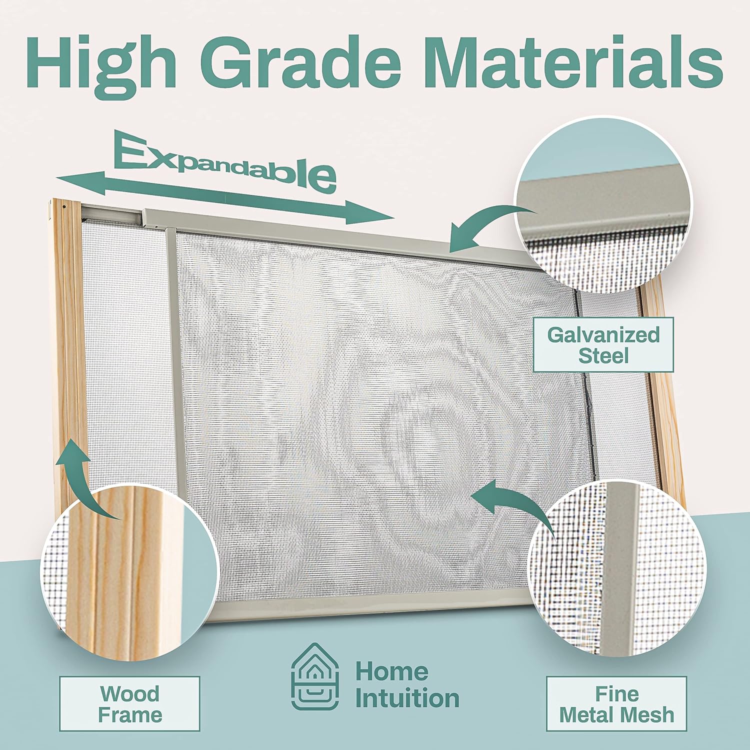 2-Pack Adjustable Window Screen 19-33 inches Wide, 18 Inch High, Bug and Mosquito Netting N602510