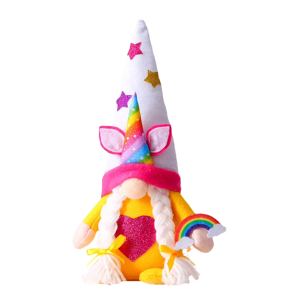 Unicorn Rainbow Plush Gnome Doll Y275