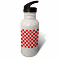 Red and White Checkered Print 21 oz Sports Water Bottle I9017