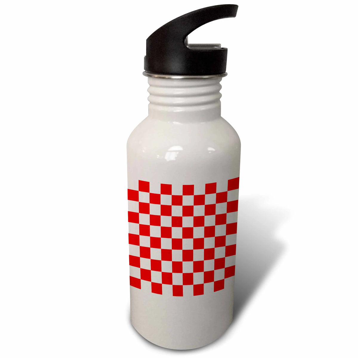 Red and White Checkered Print 21 oz Sports Water Bottle I9017