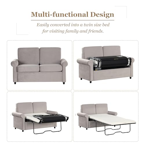 Black 3-in-1 Convertible Sleeper Sofa Bed with Adjustable Backrest X61924