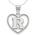 Sterling Silver Initial R Heart Necklace - 24 Inch W353