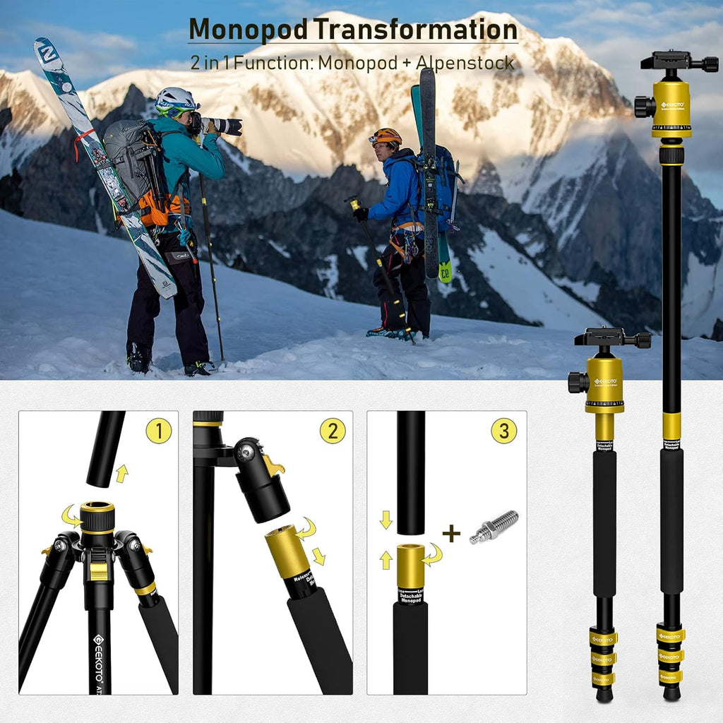 Yellow Compact Aluminum Tripod with 360 Degree Ball Head M6553