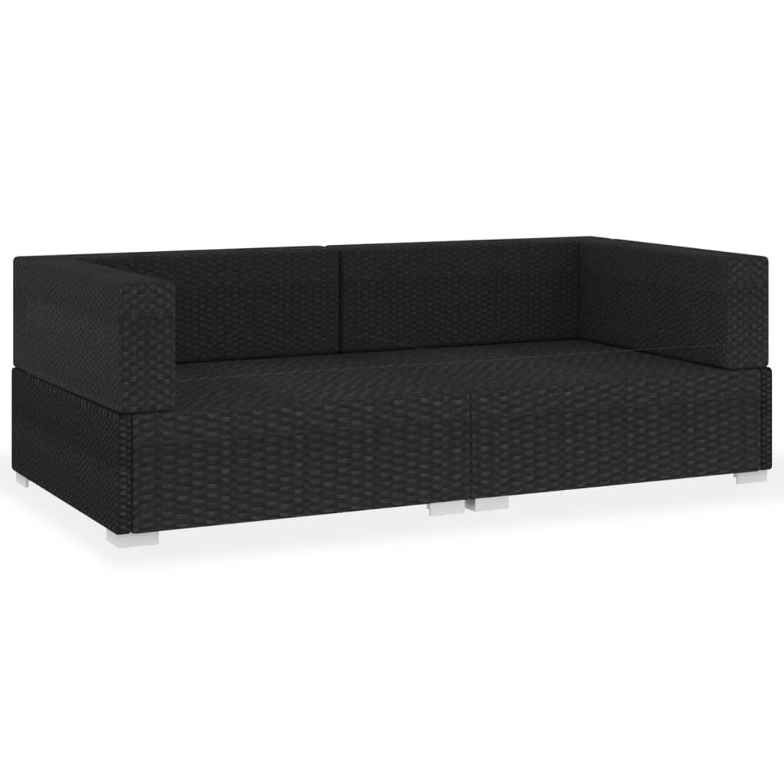 Set of 2 Black Poly Rattan Corner Sofa with Cushions Powder-Coated Steel Frame Outdoor Furniture X94721