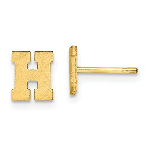 10K Yellow Gold Initial H Post Earrings Y202