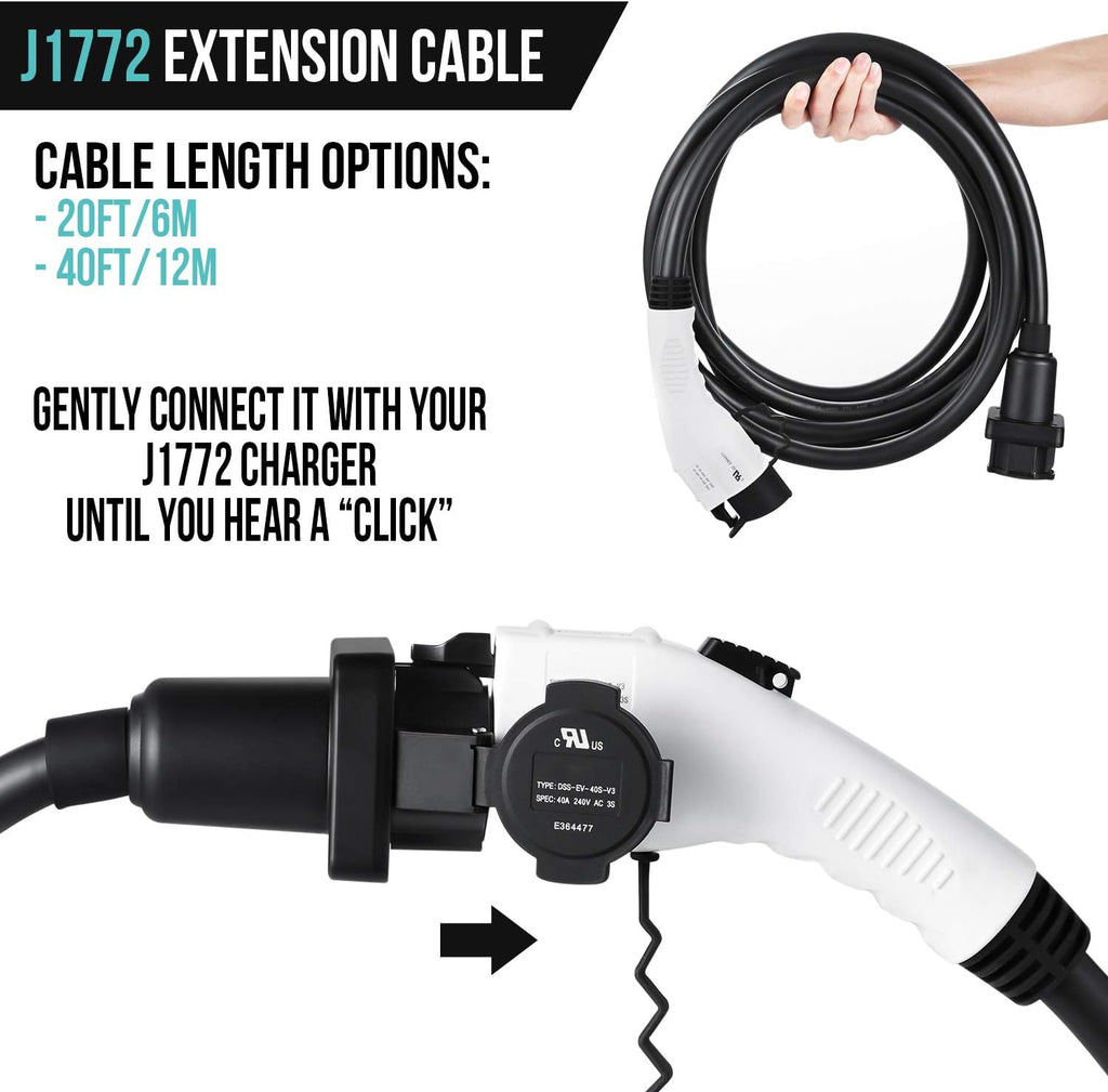J1772 Extension Cable 40ft/12m for EV Chargers L15843