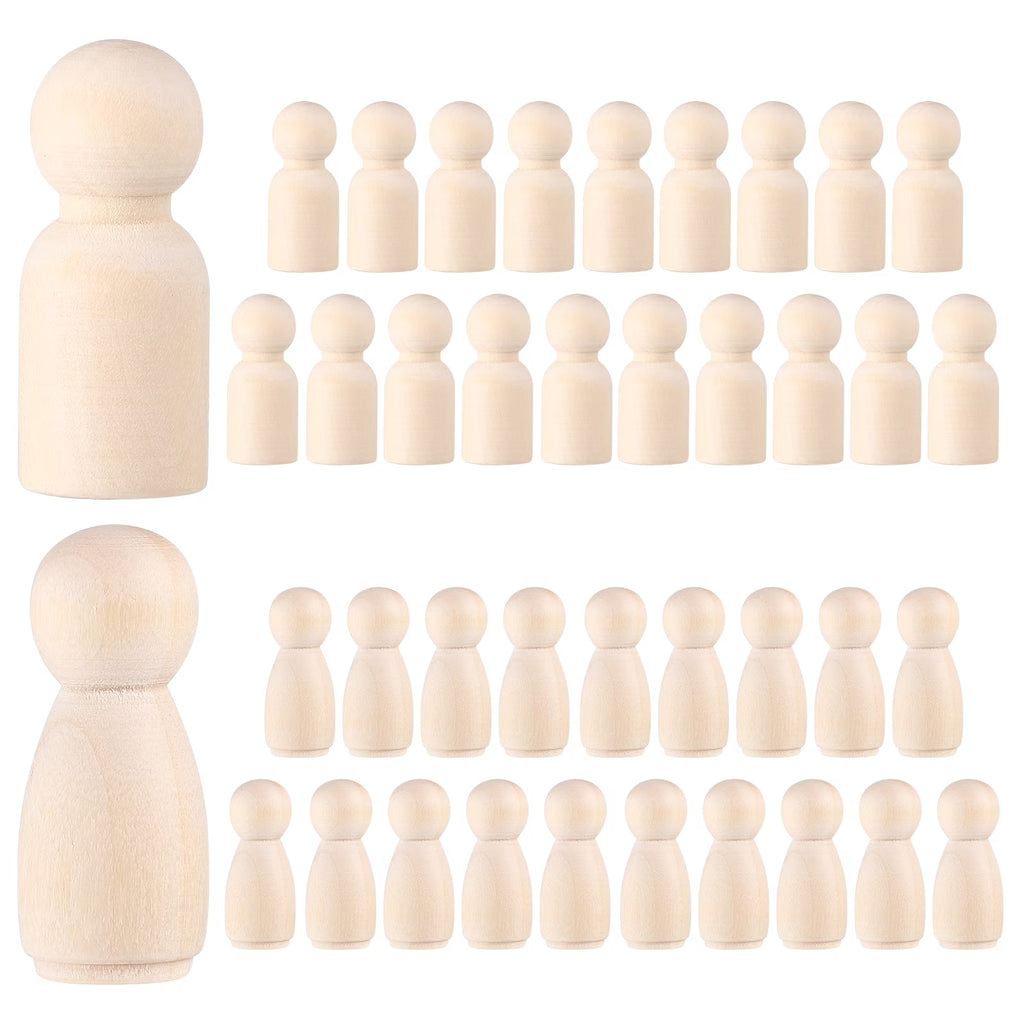 40 Pcs Wooden Peg Dolls Painting Crafts for Kids B23129