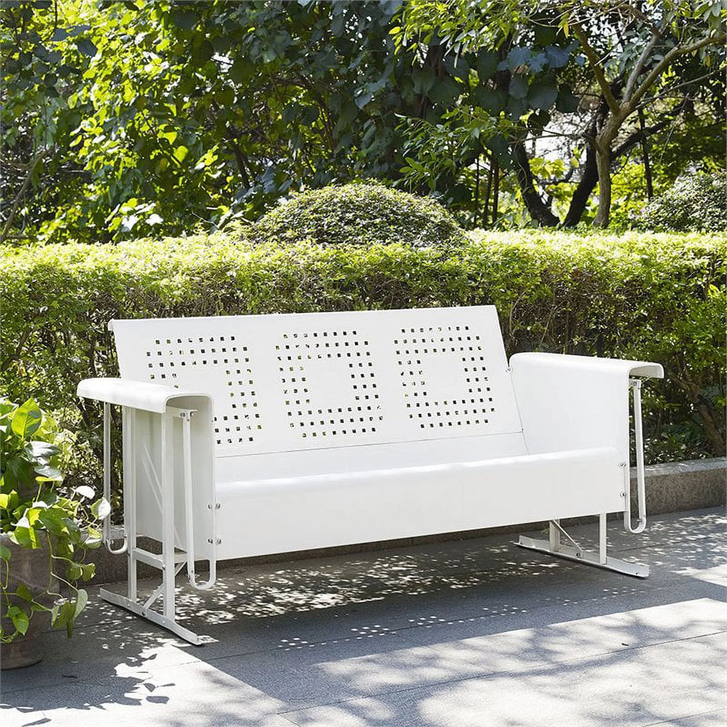 White Metal Gliding Patio Sofa Q342800