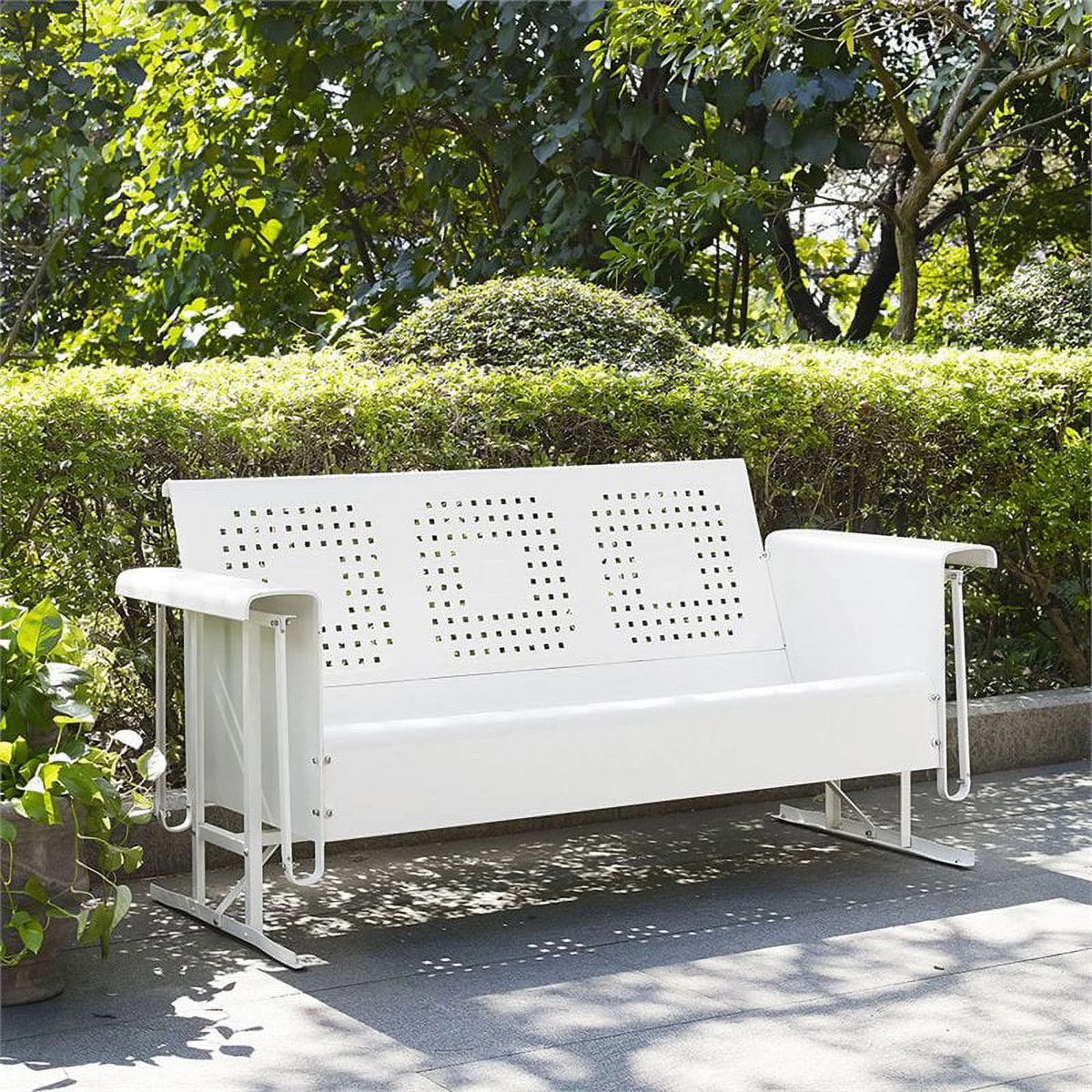 White Metal Gliding Patio Sofa Q342800