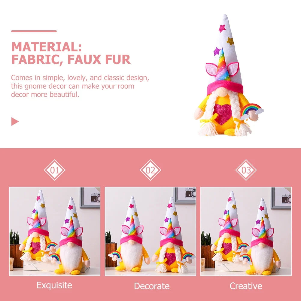 Unicorn Rainbow Plush Gnome Doll Y275