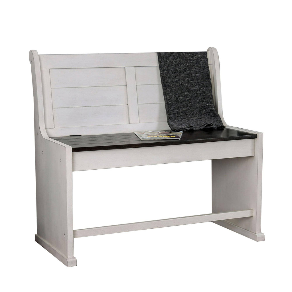 White and Black Wooden Counter Height Bench with Lift Top Seat T771
