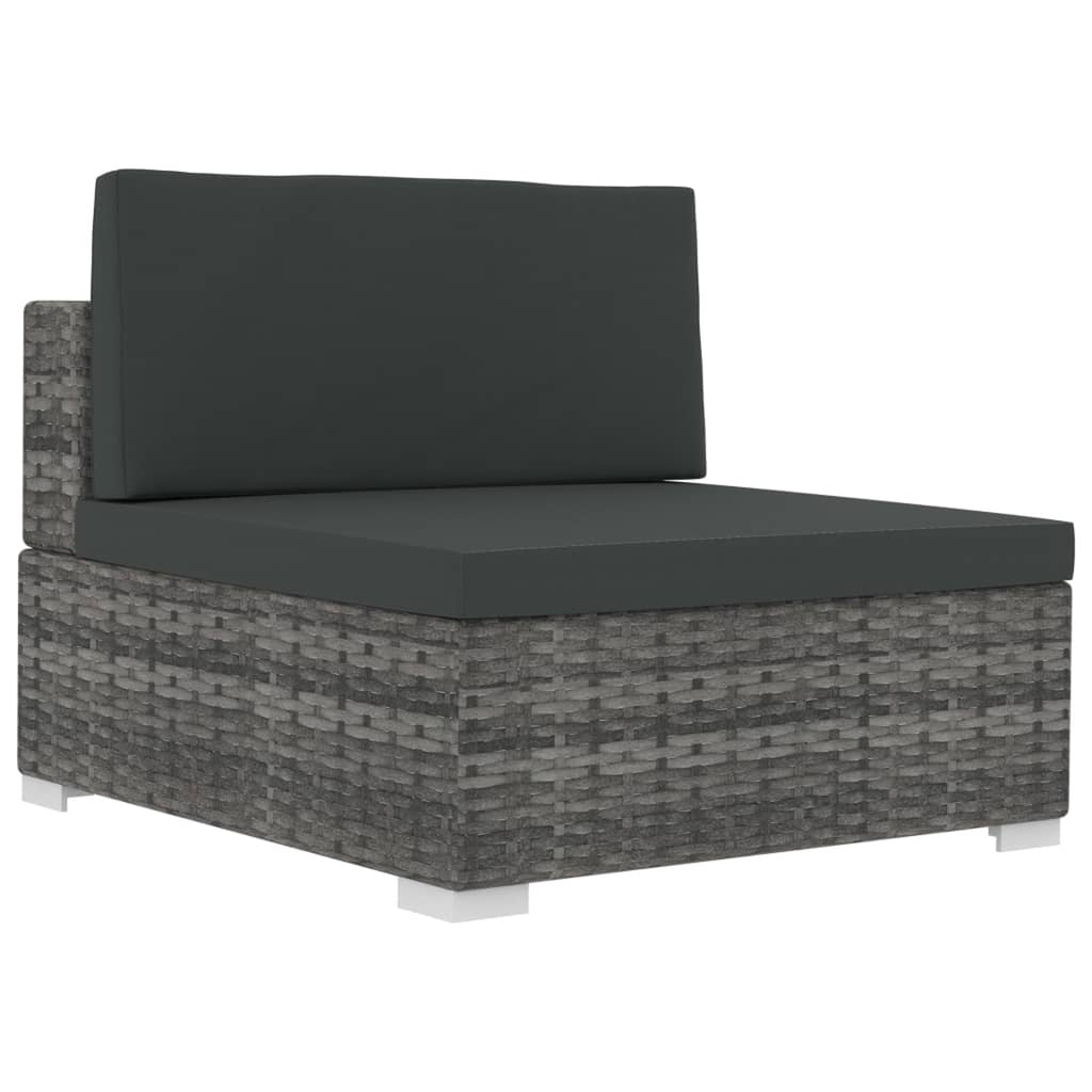4 Piece Poly Rattan Patio Sofa Set with Cushions Gray Y344473
