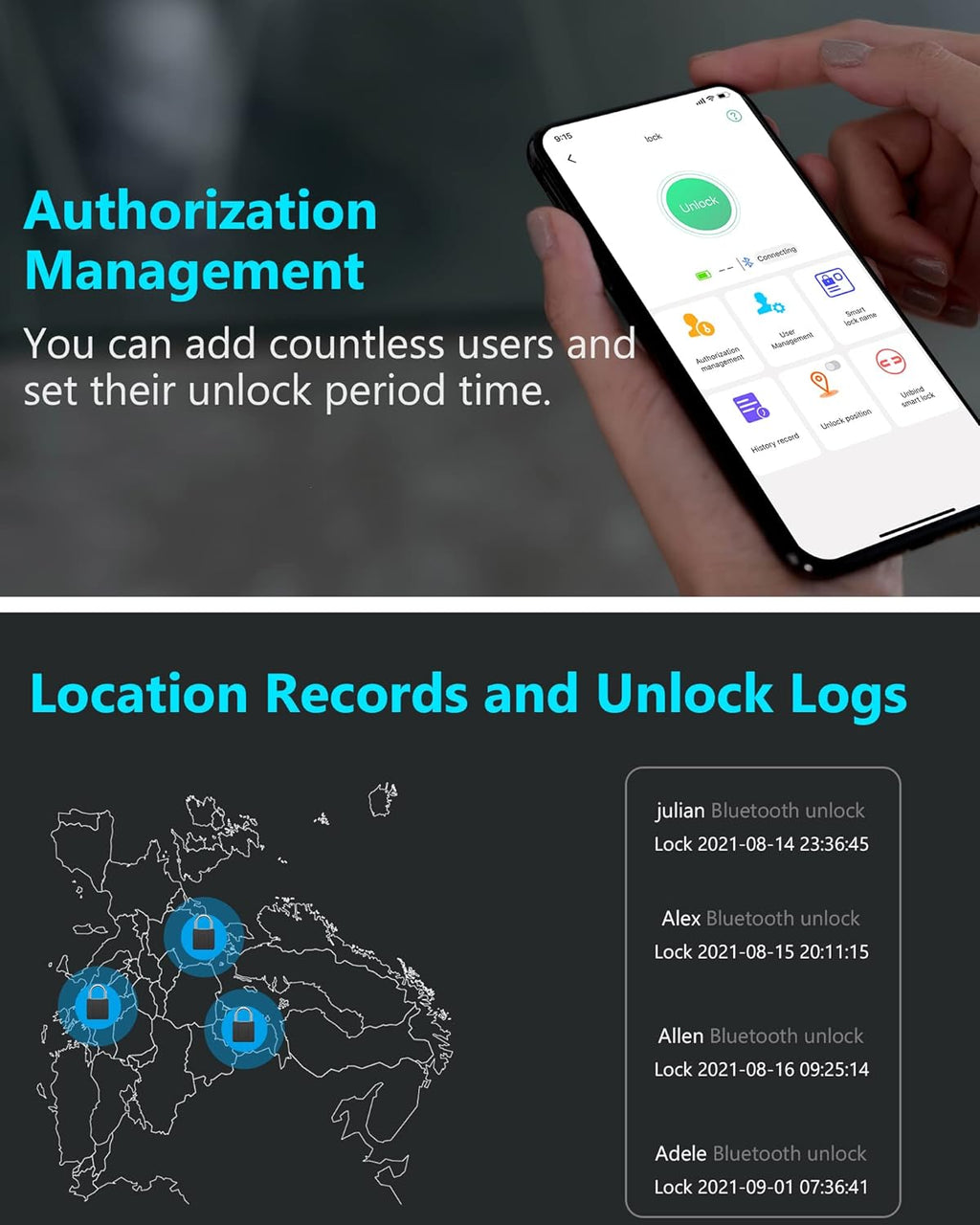 Smart Bluetooth Fingerprint Padlock with Key Backup O59148