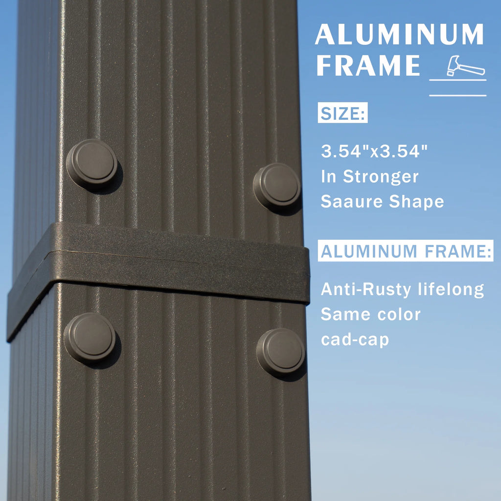 Gray Aluminum Frame Pergola with Sunshade Canopy S407
