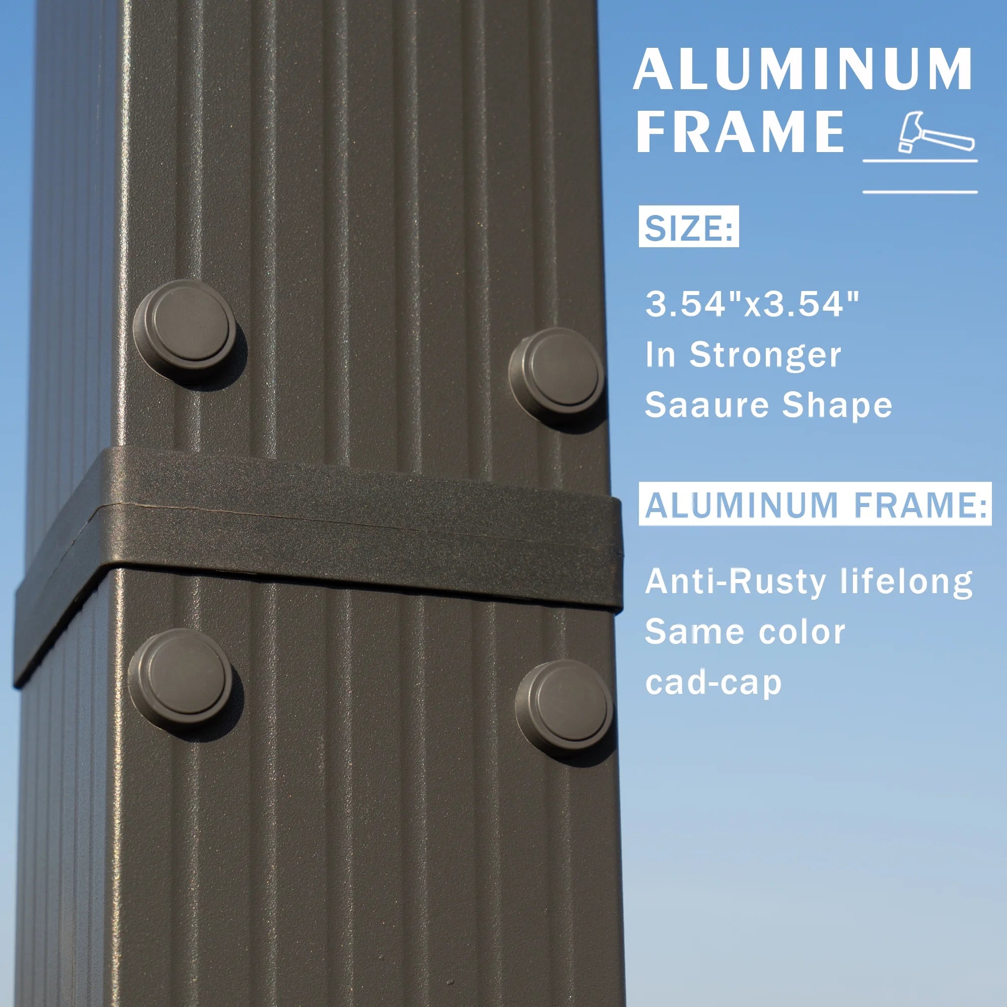 Gray Aluminum Frame Pergola with Sunshade Canopy S407