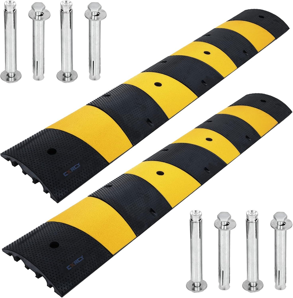 6FT 2 Pack Heavy Duty Rubber Speed Bump with 8 Bolts O1794