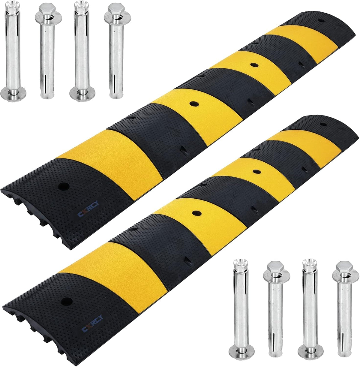 6FT 2 Pack Heavy Duty Rubber Speed Bump with 8 Bolts O1794