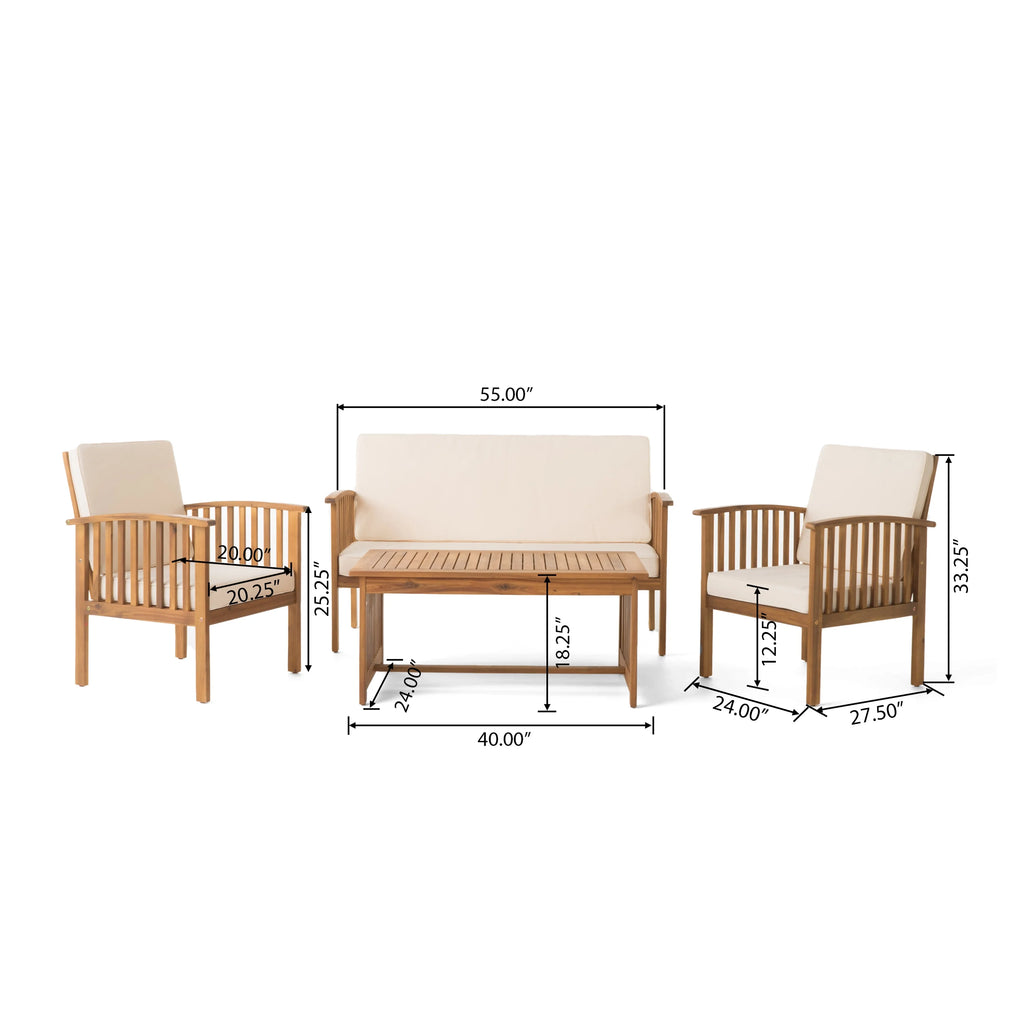Brown Acacia 4-Piece Outdoor Sofa Set L4047
