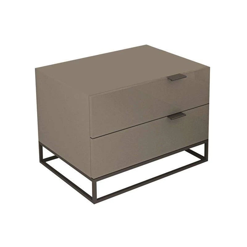High Gloss Light Gray Lacquer Nightstand / End Table Y365
