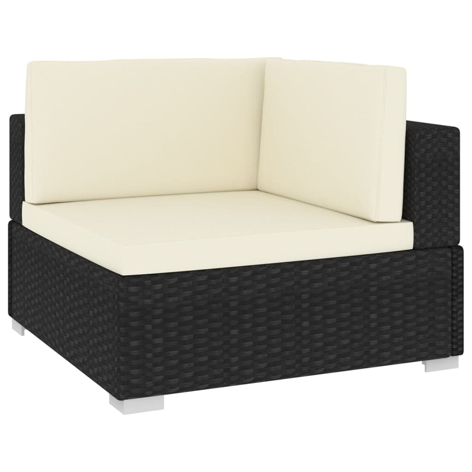 Set of 2 Black Poly Rattan Corner Sofa with Cushions Powder-Coated Steel Frame Outdoor Furniture X94721