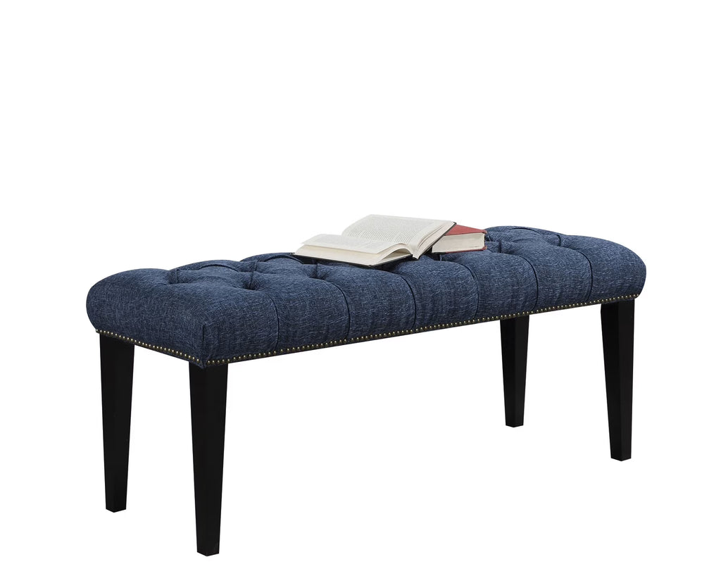 Blue Linen And Espresso Bench I737185