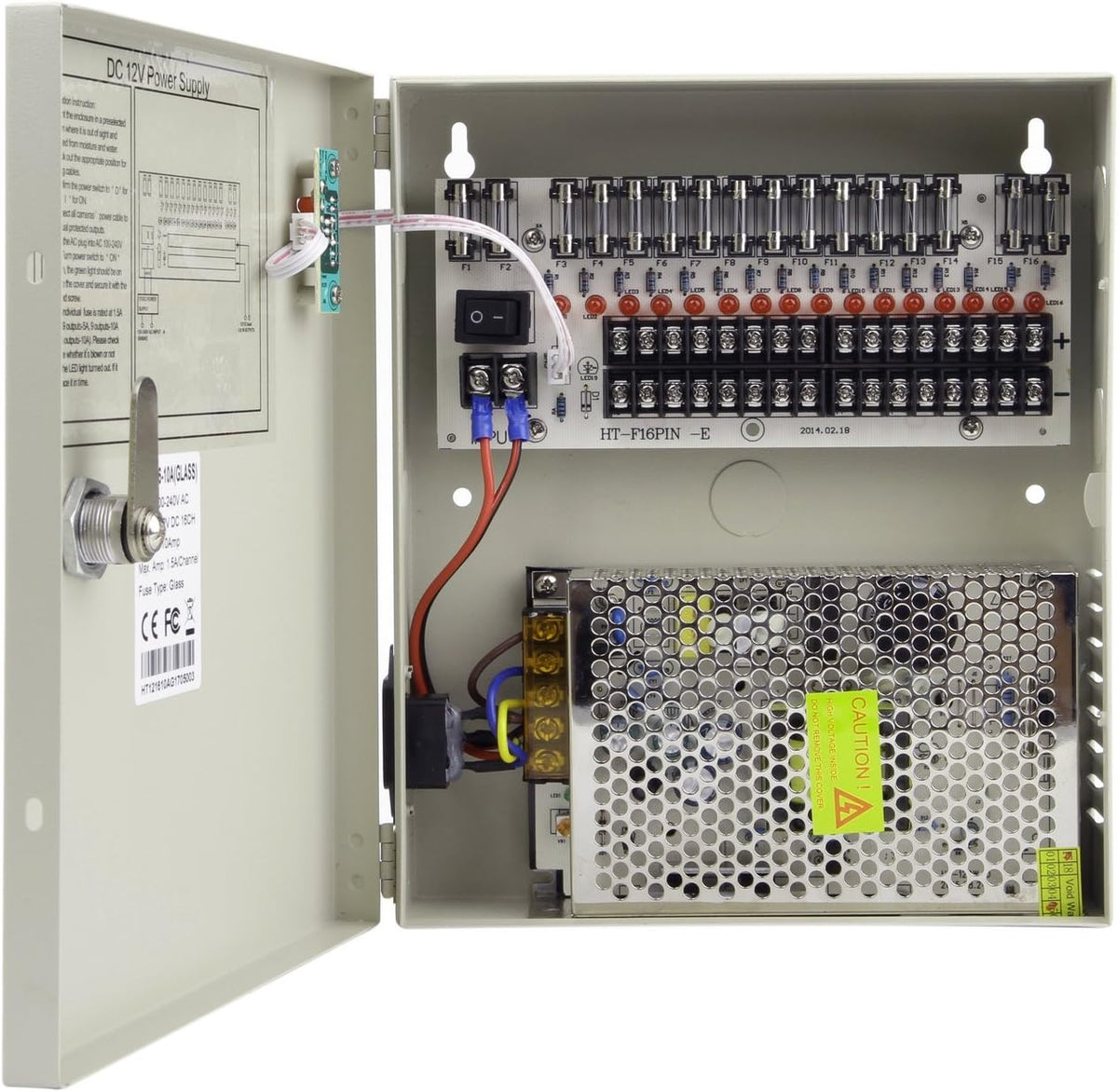 12V DC 10 Amp Distributed Power Supply Box for CCTV Cameras P5966