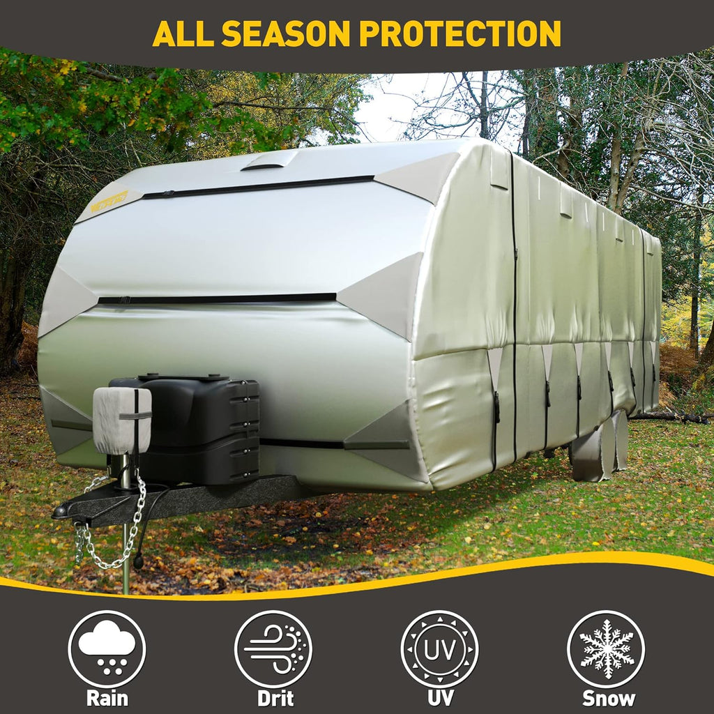 RV Trailer Cover 300D Waterproof Windproof Anti-UV for 27'-30' RV with Jack Cover Y9620
