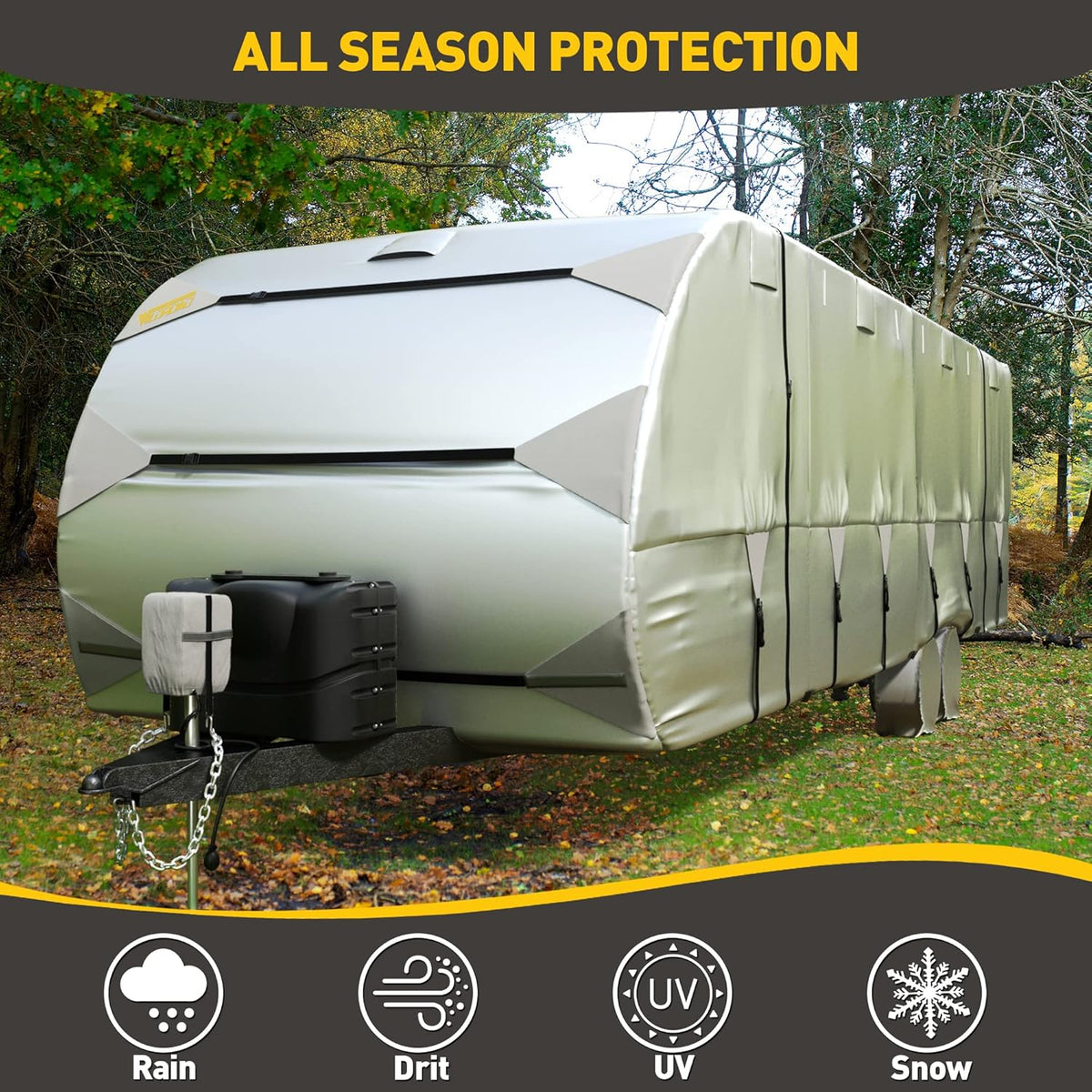 RV Trailer Cover 300D Waterproof Windproof Anti-UV for 27'-30' RV with Jack Cover Y9620