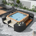 Cream Beige Outdoor Rattan Sectional Sofa Set with Storage Spaces W524