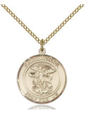 Gold Filled St. Michael the Archangel Pendant with 18 inch Gold Filled Curb Chain E3870