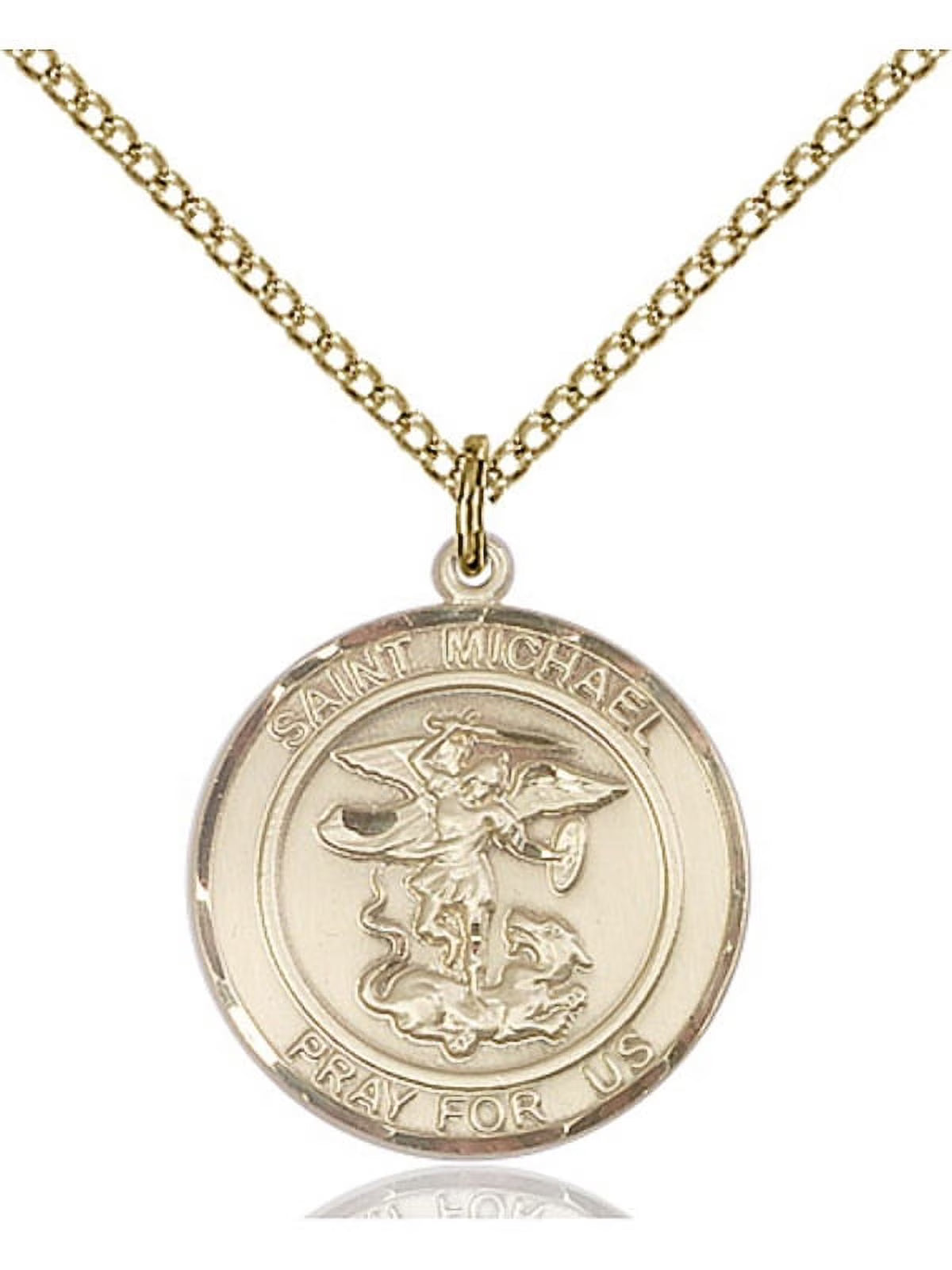 Gold Filled St. Michael the Archangel Pendant with 18 inch Gold Filled Curb Chain E3870