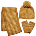 Mustard Crochet Winter Set with Scarf, Hat and Gloves X20261