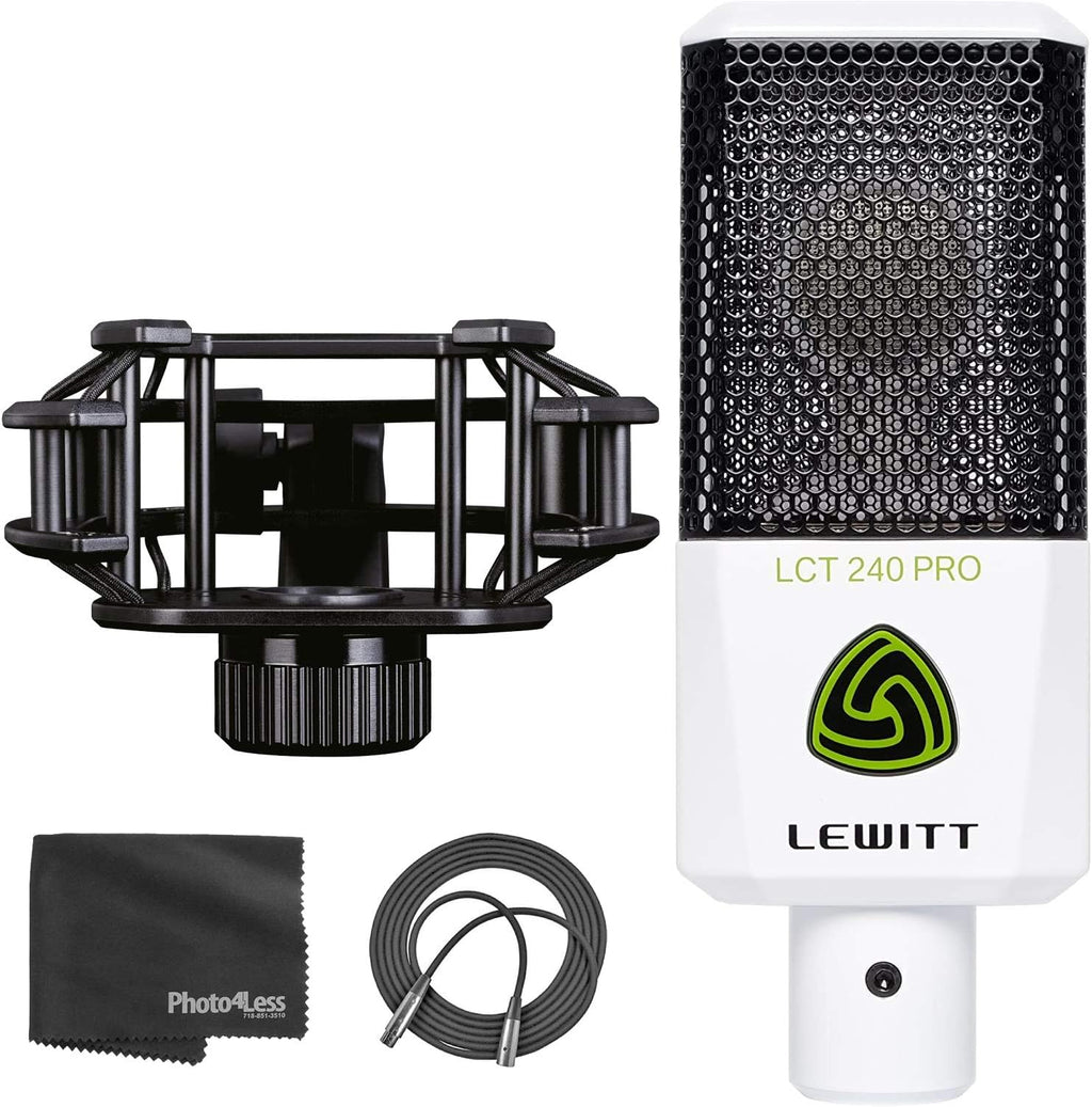 White Condenser Mic with Shock Mount and XLR Cable Q691