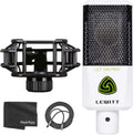 White Condenser Mic with Shock Mount and XLR Cable Q691