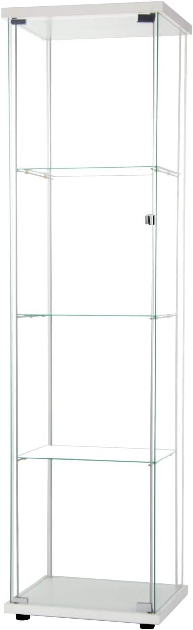 Black Glass Display Cabinet 4 Shelves with Door W352370