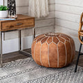 Pink Handmade Leather Ottoman Pouf I59767