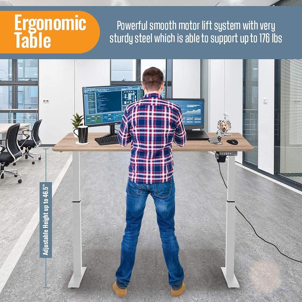 55-Inch Electric Height Adjustable Standing Desk with Attached Hook Z889793