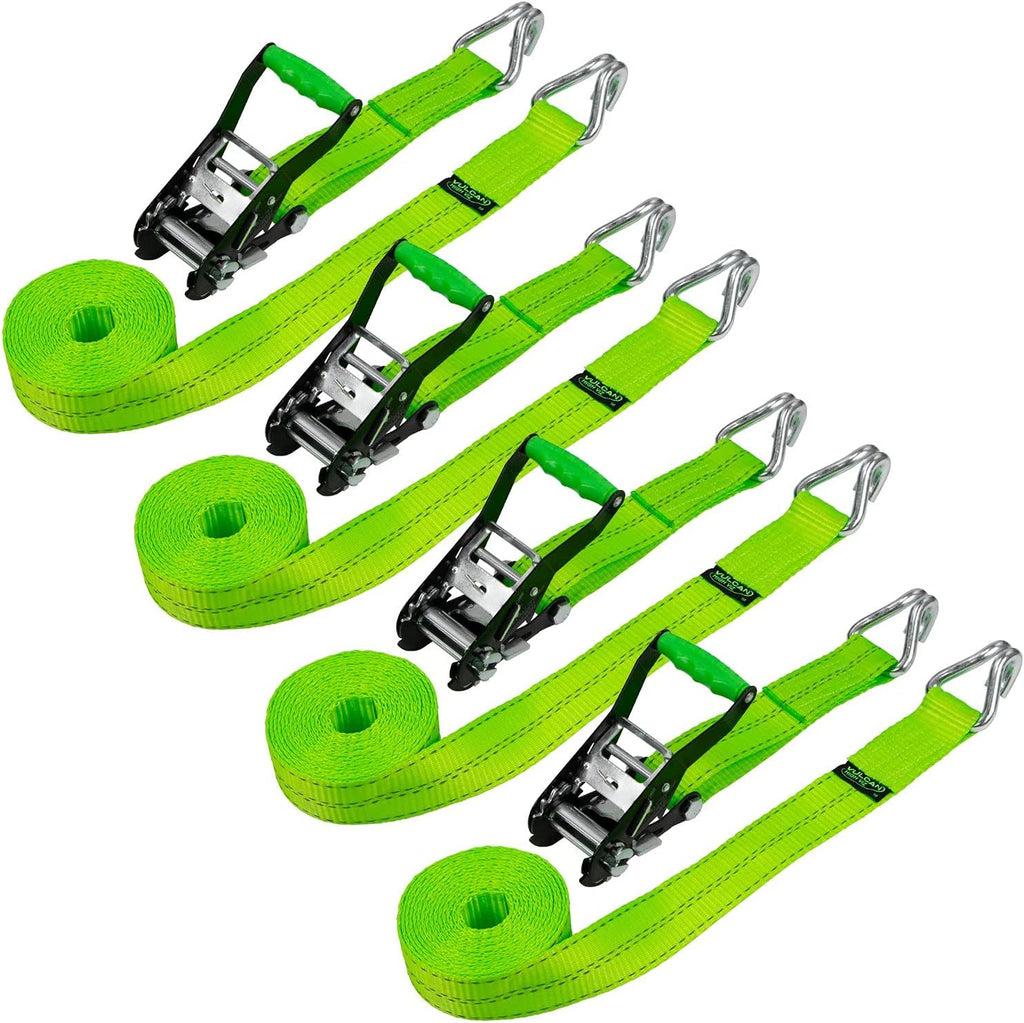 Ratchet Strap with Wire Hooks 2 Inch x 15 Foot 4 Pack 3,300 Pound Safe Working Load T990