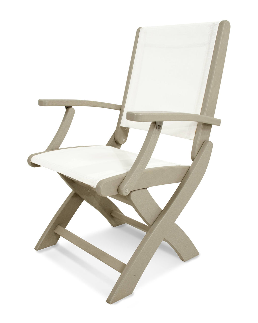 Coastal Folding Chair in Sand / White Sling E326