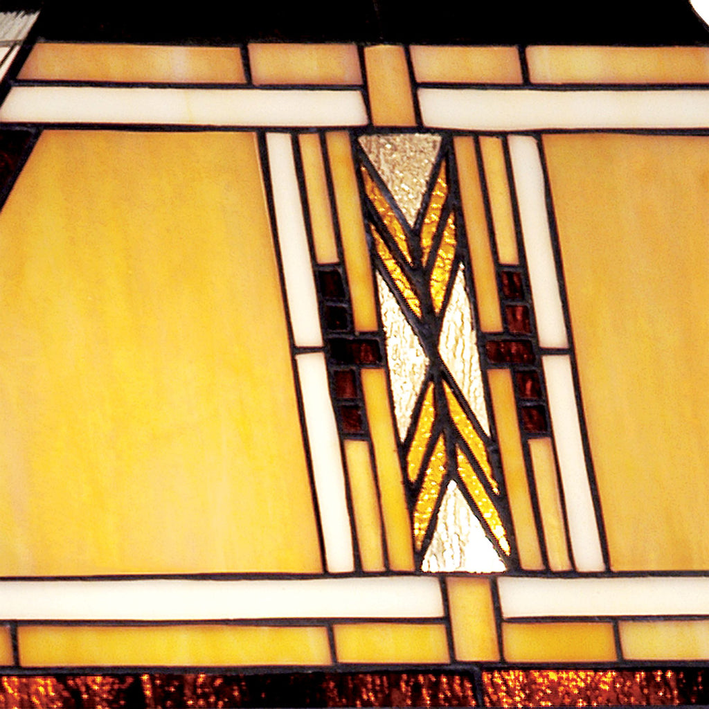 Walnut Mission Table Lamp 27" Tall Wood with Stained Art Glass Shade U996