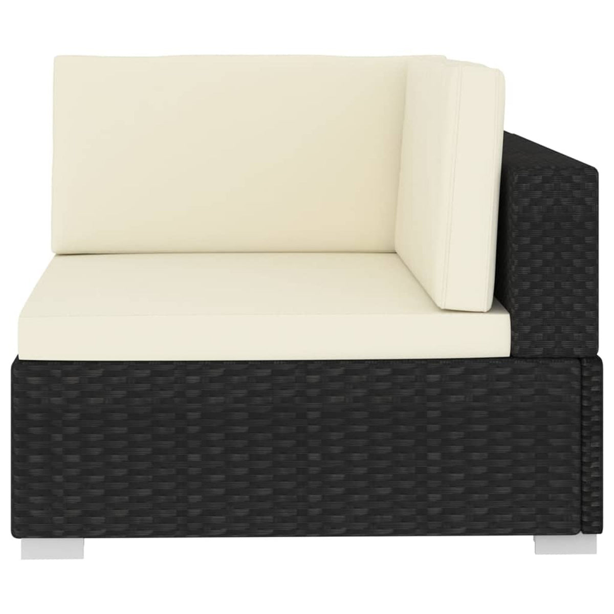 Set of 2 Black Poly Rattan Corner Sofa with Cushions Powder-Coated Steel Frame Outdoor Furniture X94721