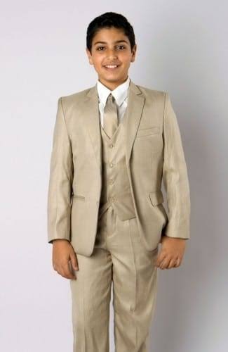 Beige 5 Piece Boys Fully Tailored Suit L458